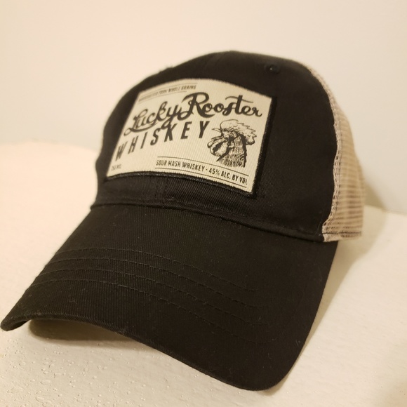 lucky rooster whiskey trucker hat